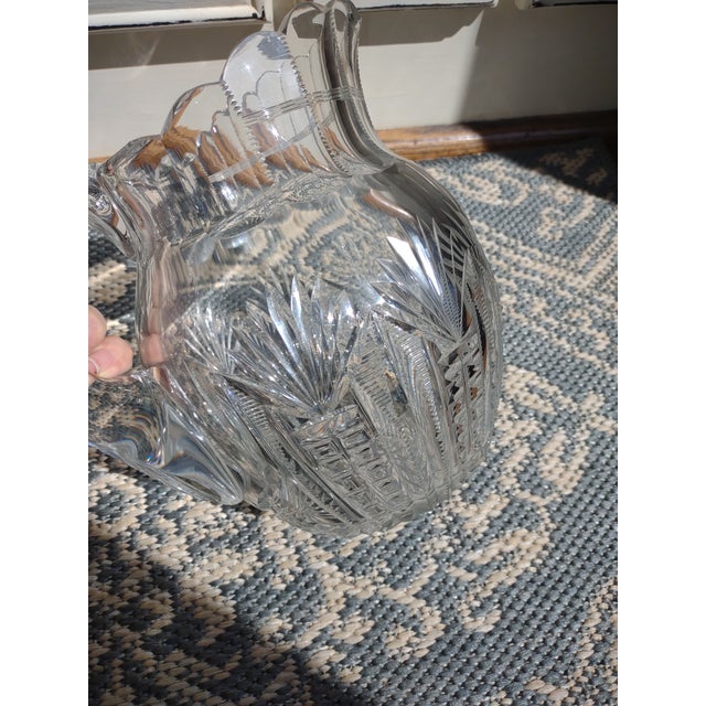 Antique Large Heavy Cut Glass Water Pitcher For Sale In Atlanta - Image 6 of 12