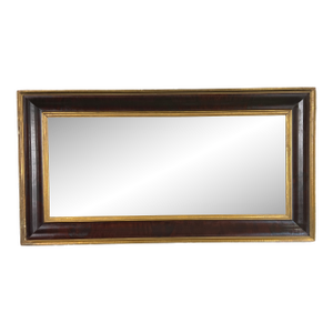 Antique American Empire Parcel Gilt Flame Mahogany Ogee Wall Mirror C. Mid 19th Century