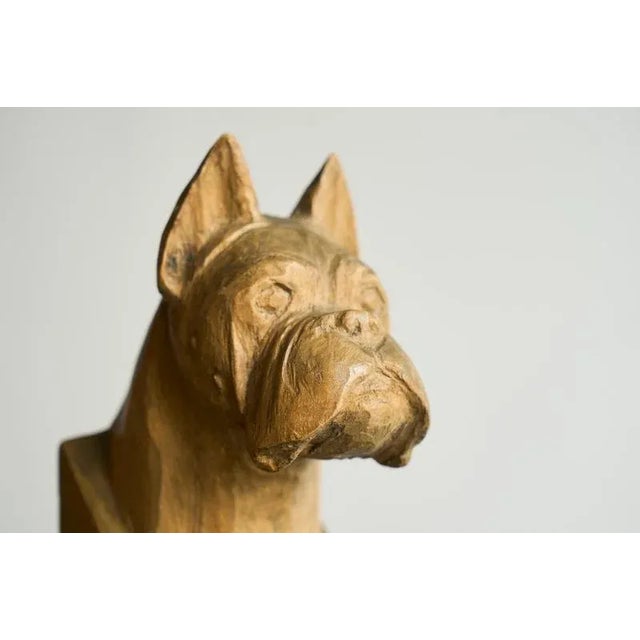 Boxer Sculpture in Carved Wood, 1950s For Sale - Image 11 of 13
