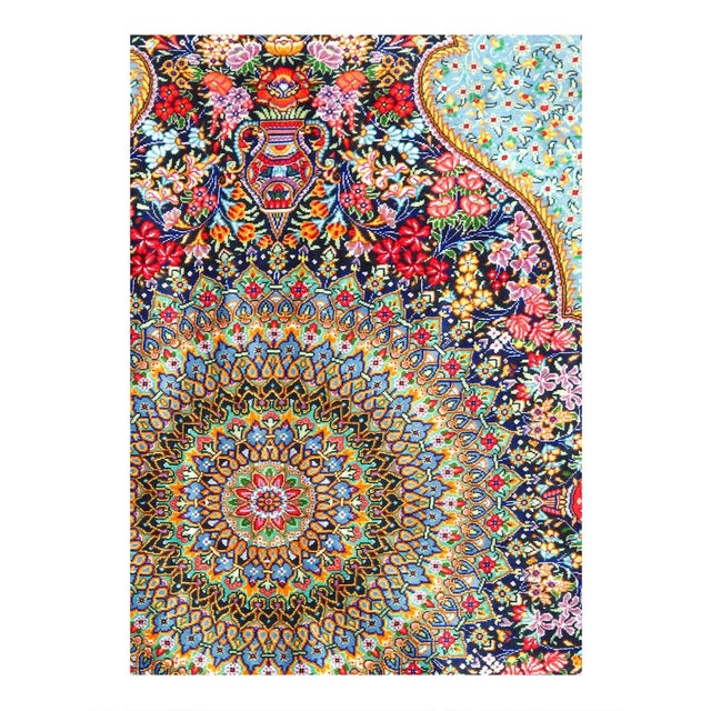 Super Fine Hand knotted and meticulously crafted by Persian artisans, this stunning Qum Black Hand Knotted 7'11''X 11'7''...