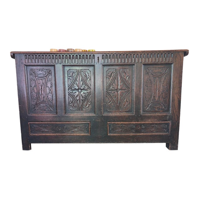 17th Century Antique Coffer Chest Trunk For Sale