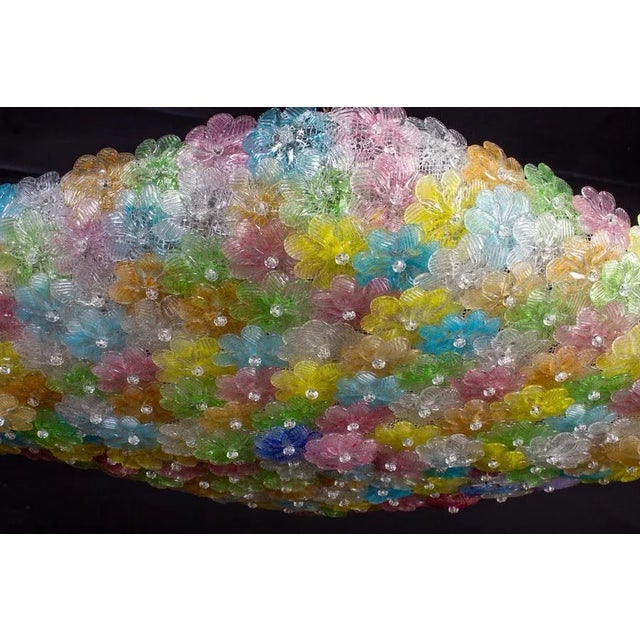 Large Venetian Multi-Colored Glass Flower Ceiling Light from Barovier & Toso, 1960s For Sale - Image 3 of 12
