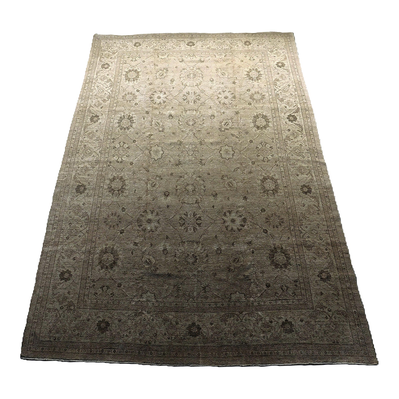 Vintage Hand Knotted Wool Pile Rug in Soft Color Palette. 9'6