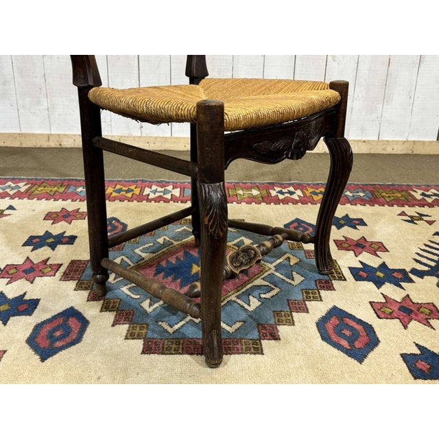 Louis XV Style Chairs in Beechwood with Straw Seats, Set of 7 For Sale - Image 11 of 18