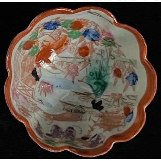 Antique Meiji / Taisho Era Japanese Porcelain Footed Nut & Dipping Bowls — Set of 6 For Sale - Image 4 of 12