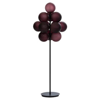 Stellar Grape Big Aubergine Acetato Black Floor Light by Pulpo For Sale