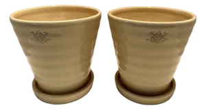Pair of Pottery Barn Yellow Frog Cache Pots Planters