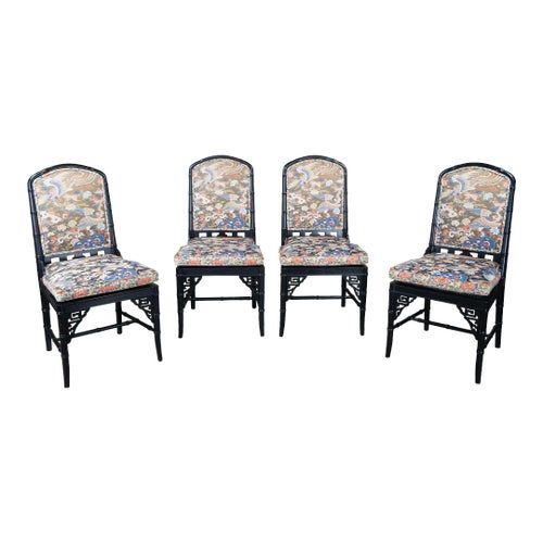 Mid 20th Century Chinese Chinoiserie Faux Bamboo Black Lacquer