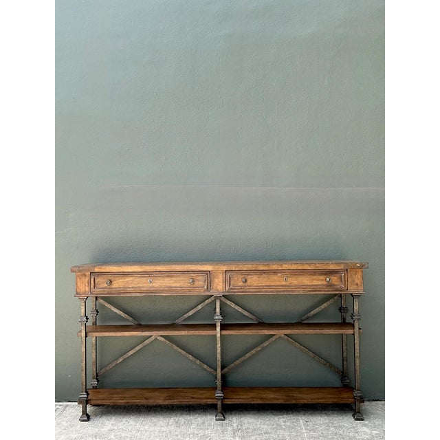 Vintage Stanley Wood and Iron Console Table For Sale - Image 12 of 17