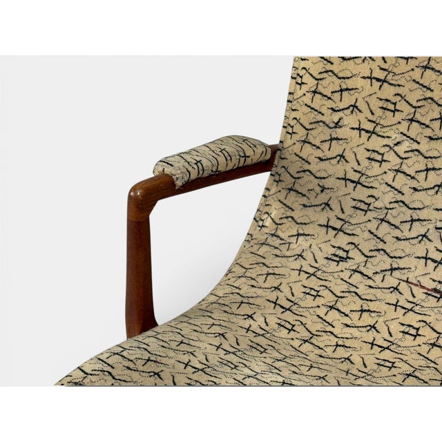 Mid 20th Century Danish Cabinetmaker, Wingback Chair, Beech, Fabric, Denmark, 1950s For Sale - Image 5 of 10