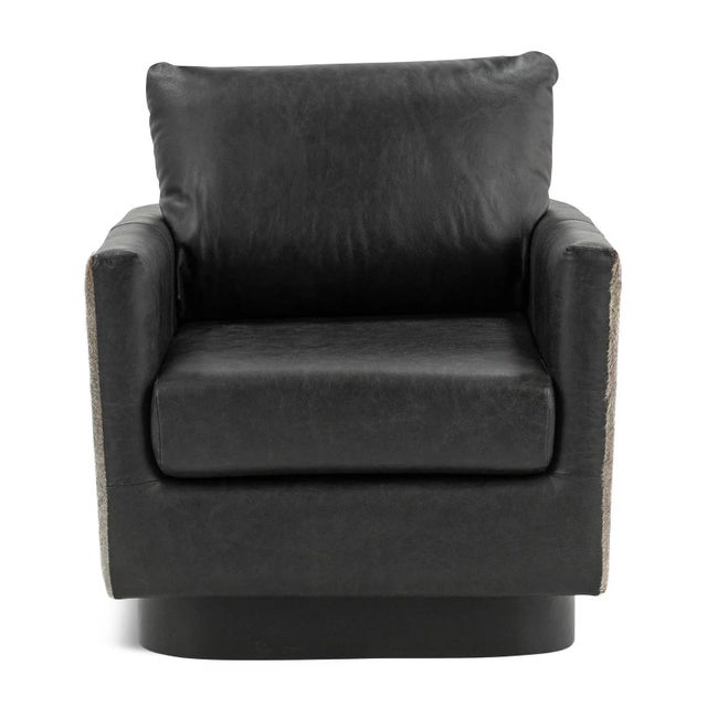 Black Leather & Hide Accent Chair For Sale - Image 4 of 7