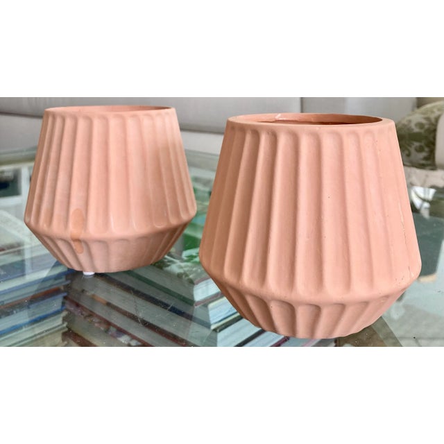 Modern Modern 1970s Natural Matte Terra Cotta Cachepots - a Pair For Sale - Image 3 of 10