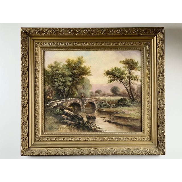 Antique Early 20th Century Oil on Canvas Painting “Spectacle Bridge” Signed Arthur Davis Lower Left For Sale - Image 11 of 12