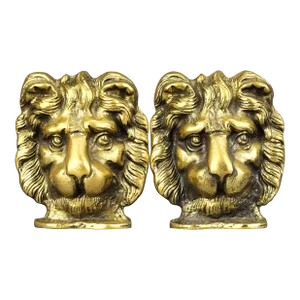 1880's Pair of English Victorian Bronze Lion Head Bookends