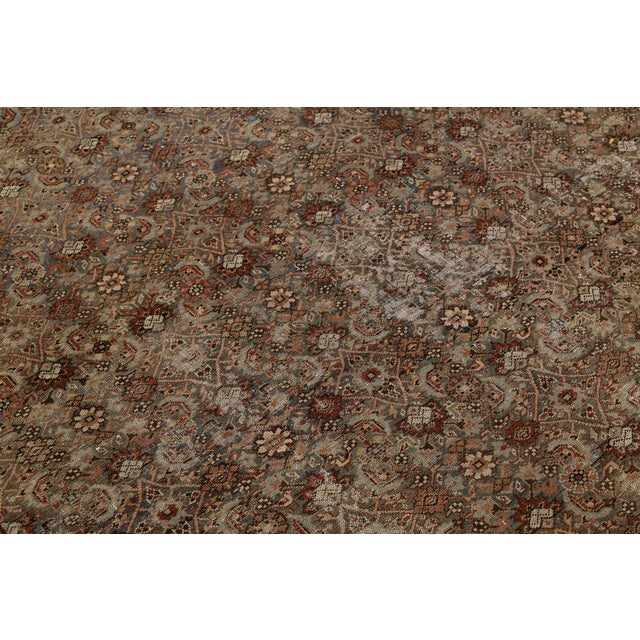Textile Antique Hamadan Wool Rug | Distressed Muted Earth Tones Oversized Runner / Gallery Rug For Sale - Image 7 of 11