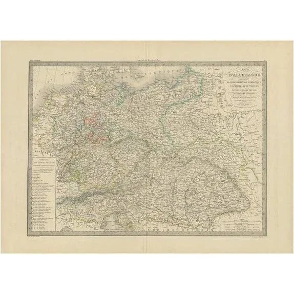 Mid 19th Century Antique Map of Germany by Cartographer Lapie, France, 1842 For Sale - Image 5 of 5
