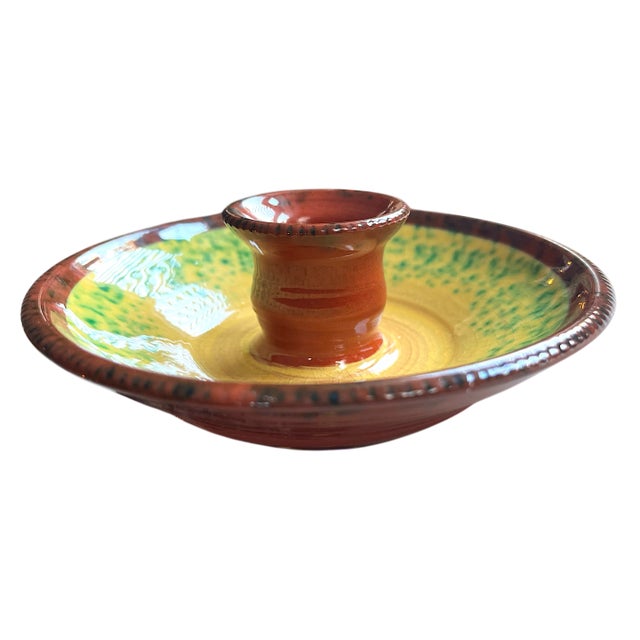 Handmade Moroccan Style Ceramic Splatter Candle Stick Holder Red Yellow Green For Sale - Image 4 of 9