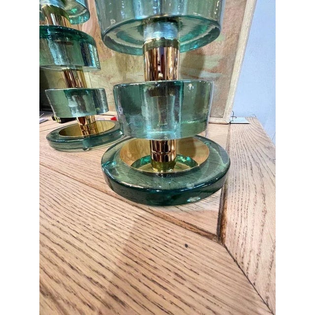 Murano Fontina Green Colored Disc Form Lamps For Sale In Dallas - Image 6 of 9