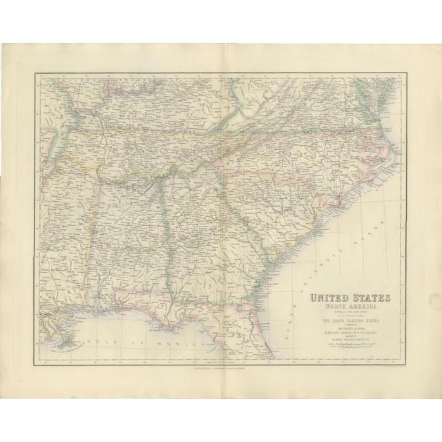 Antique Map of the South Eastern United States with Cape Hatteras, 1860 For Sale - Image 3 of 8