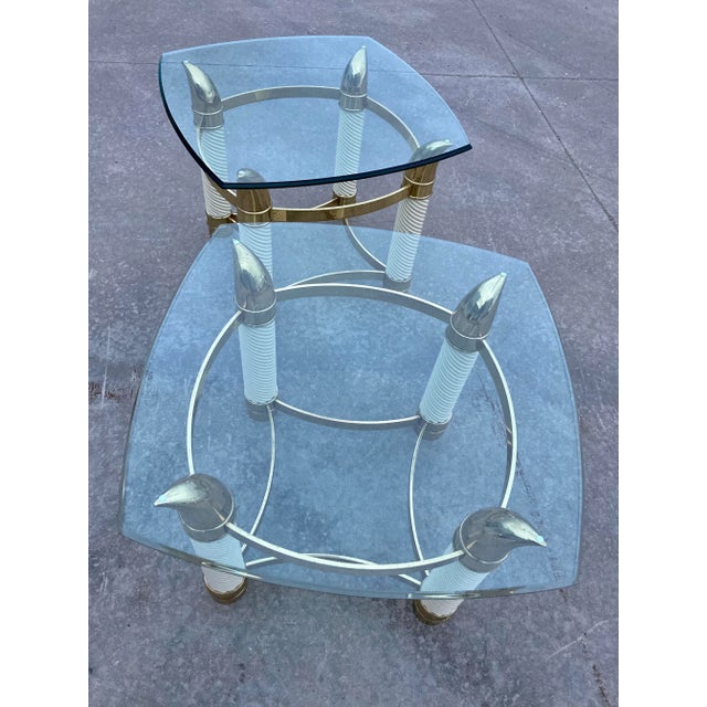 Porcelain & Brass Faux Tusk End Tables Italy - A Pair For Sale In Denver - Image 6 of 13