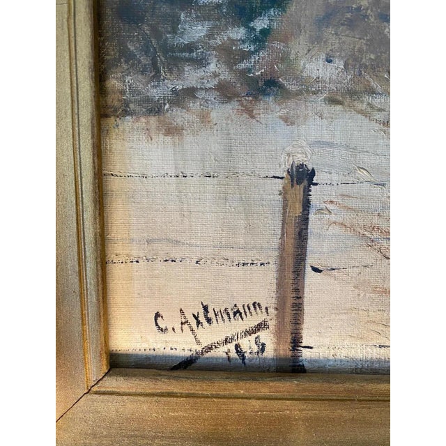 Christian Axtmann, Snowy Farm in Switzerland, Oil on Canvas, 1918, Framed For Sale - Image 4 of 8