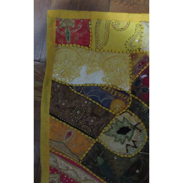 Vivid Embroidered Patchwork Quilt Handcrafted Textile Art - Jerusalem 36"x24" For Sale - Image 16 of 16