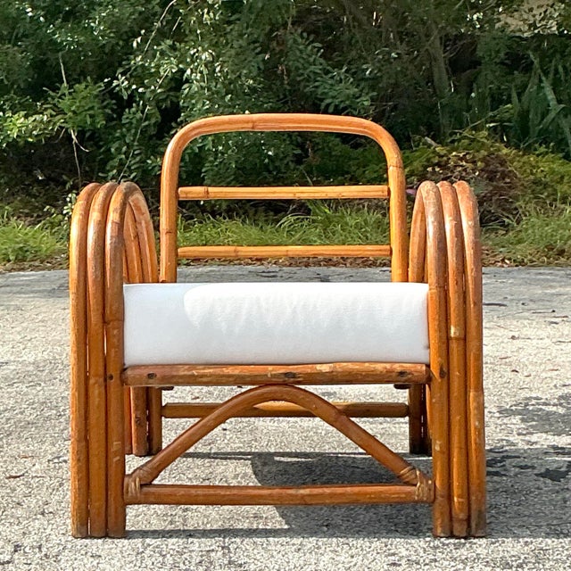 Boho Chic Vintage Boho Bent Rattan Lounge Chair For Sale - Image 3 of 6