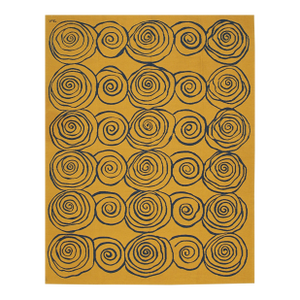 9x12 Stylish Iris Goldenrod Kilim Fluid Spirals Modern Handwoven Wool Carpet Rug