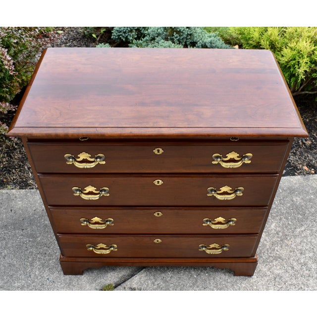 Vintage Cherry Bachelors Chest Chippendale Style 4 Drawer Dresser Pull Out For Sale In Philadelphia - Image 6 of 17