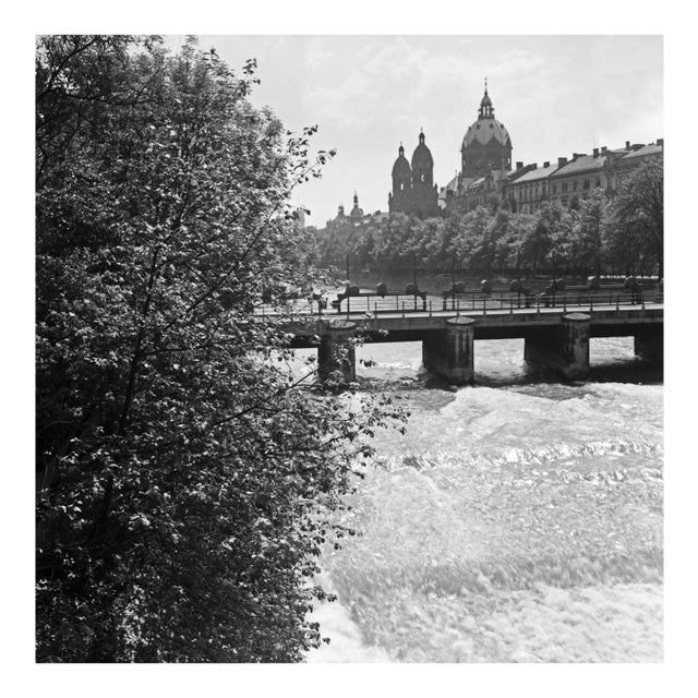Bridge at Isar View to Lutheran St. Lukas Church, Germany, 1937 For Sale