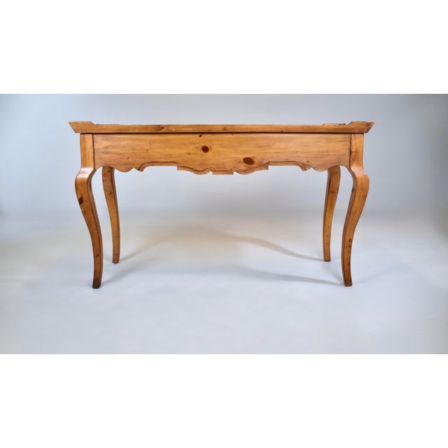 Vintage French Country Pine Writing Desk With Glass Top, 1990s, Usa For Sale - Image 9 of 14