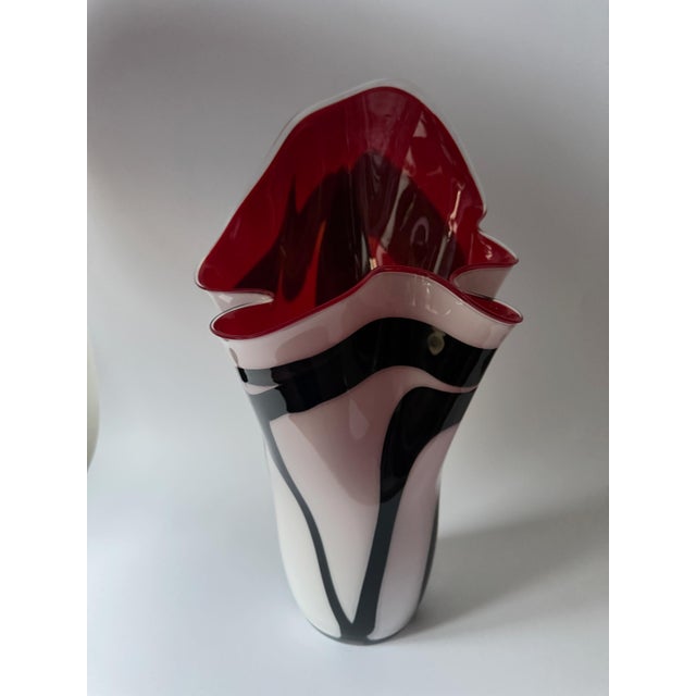 Black Large Sculptural Handkerchief Art Glass Vase, 1980s For Sale - Image 8 of 16