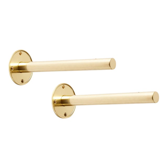 Industrial Brass Rod Shelf Brackets a Pair Chairish