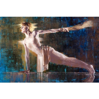 The Statue by Christopher Clark | Oil on wood panel Figure of a dancer in a dynamic pose. For Sale