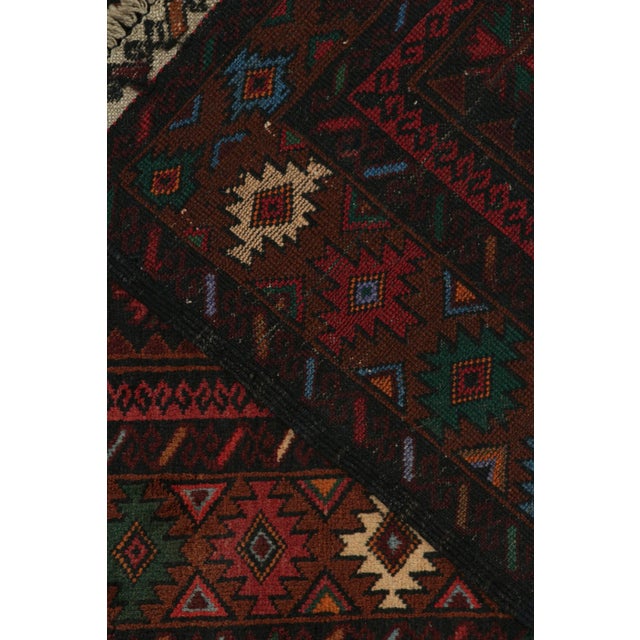 Textile Rug & Kilim’s Baluch Tribal Rug in Red, Teal and Rust Color Geometric Patterns For Sale - Image 7 of 8