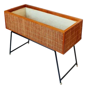 Wood and Rattan Planter, 1960s