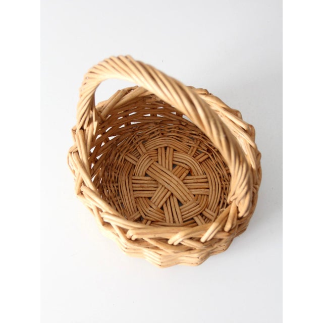 Wood Vintage Wicker Gathering Basket For Sale - Image 7 of 12