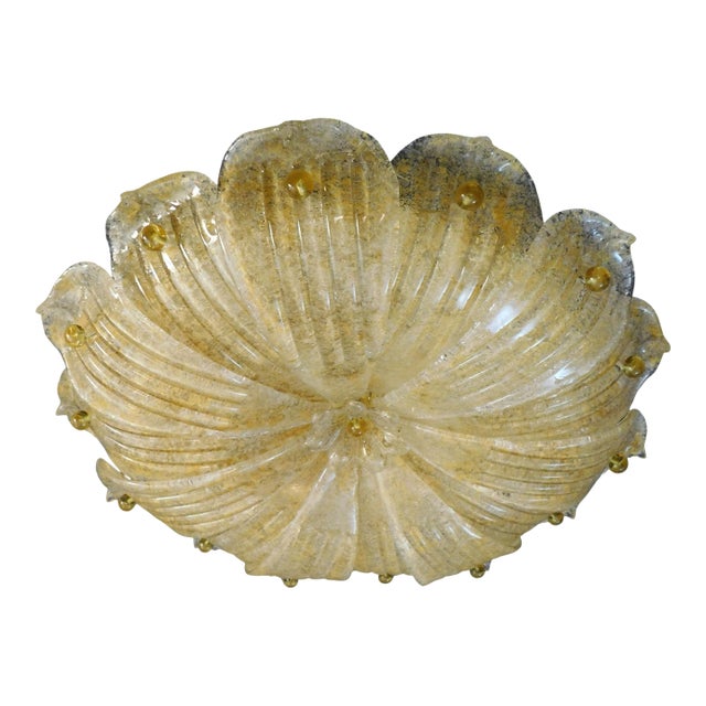 20th Century Amber Graniglia Murano Flush Mount For Sale