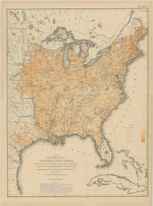 Antique Chart of the US Taxation, 1874