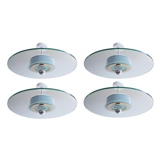 Set of Four Mid-Century Semi-Flush Mounts by Fratelli Martini . Italy, 1970's For Sale