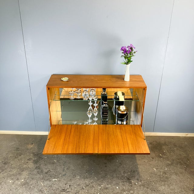 Metal Small Bar Cabinet in Teak, 1960s For Sale - Image 7 of 12