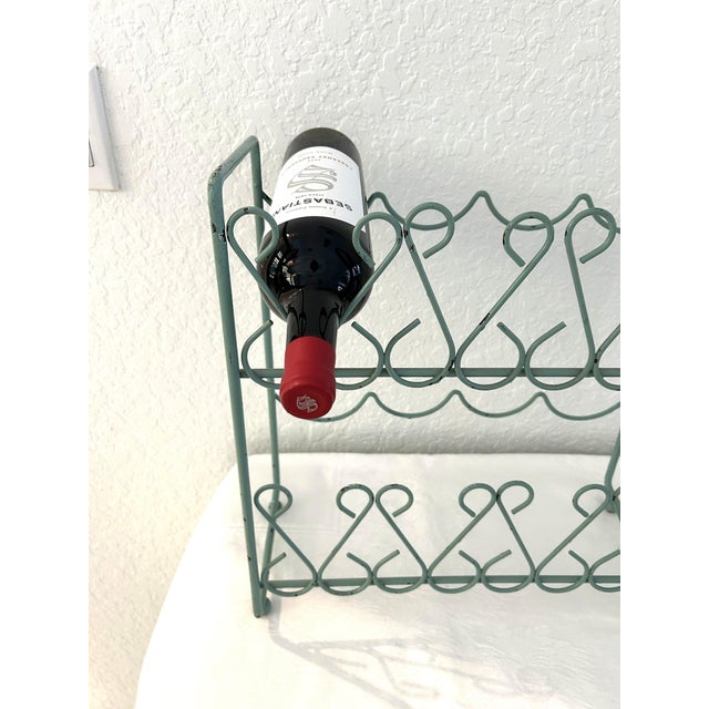Vintage Sea Foam Green Scroll Tabletop Wine Rack For Sale In West Palm - Image 6 of 6