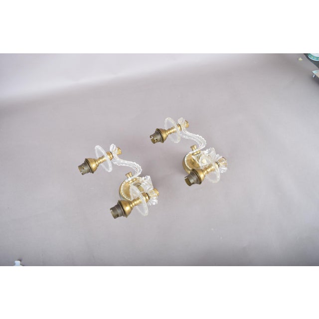 Gold Acrylic and Brass Double-Arm Wall Sconces, 1970s, Set of 2 For Sale - Image 8 of 11
