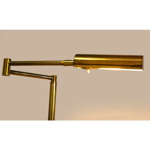 Brass 1970s Koch & Lowy Mid-Century Modern Adjustable Swing Brass Pharmacy Floor Lamp For Sale - Image 8 of 18