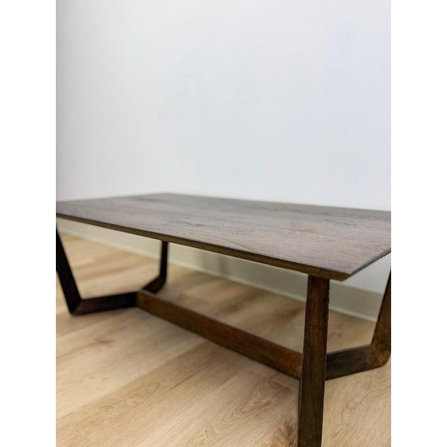 Vintage Style Williams Sonoma Home Dark Walnut Coffee Table MCM Wood For Sale In Tampa - Image 6 of 11