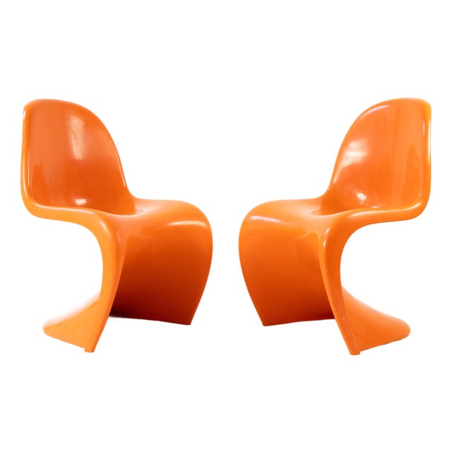 Orange S-Chairs by Verner Panthon for Herman Miller, 1970s, Set of 2 For Sale