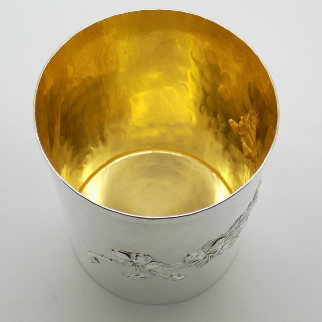Vintage Italian Handmade Genuine Silver Gilded Beaker Florentine Elegant Cup, Made in Tuscany (Florence, Firenze, Italy) For Sale - Image 6 of 15