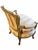 Louis XV–Style Gold Tufted Armchair With Coordinating Damask Fringed Footstool For Sale In Las Vegas - Image 6 of 13