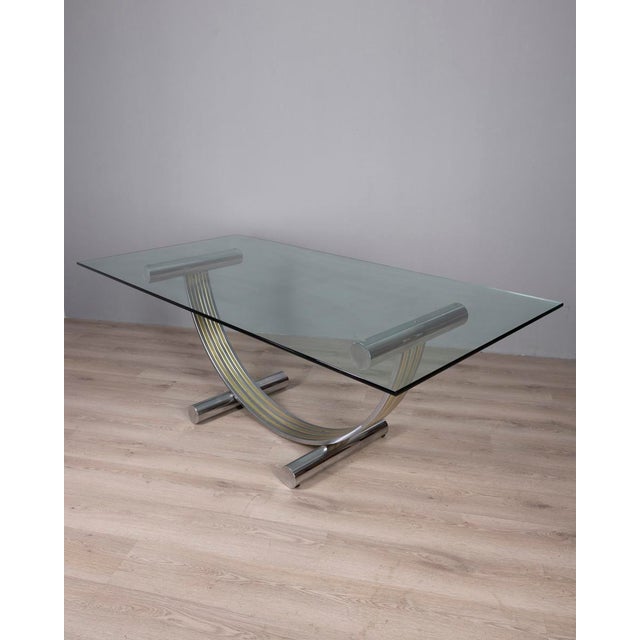 Vintage Metal, Brass, and Glass Table by Renato Zevi, 1970s For Sale - Image 12 of 12