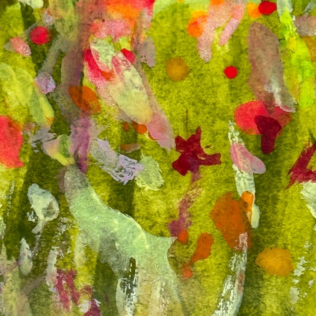 Original Contemporary Wildflower Landscape Watercolor Painting Framed Signed 10x13 For Sale - Image 4 of 10